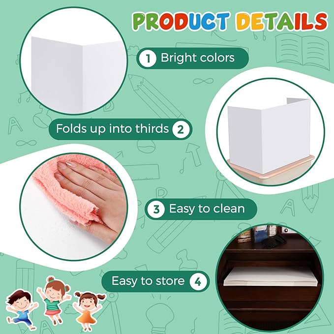 Zhehao 24 Pcs Privacy Boards for Student Desks Bright Colored Classroom Desk Divider Trifold Table Panel Privacy Folders Screen Partition for School Teacher Student Study Test Home