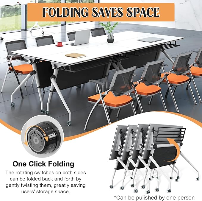 Conference Table,55.1''Folding Conference Room Table for 4-12 People,Mobile Flip Top MeetingTraining Table with Different Coulor and Styles for Offices, Classrooms,Meeting Room (2, C)