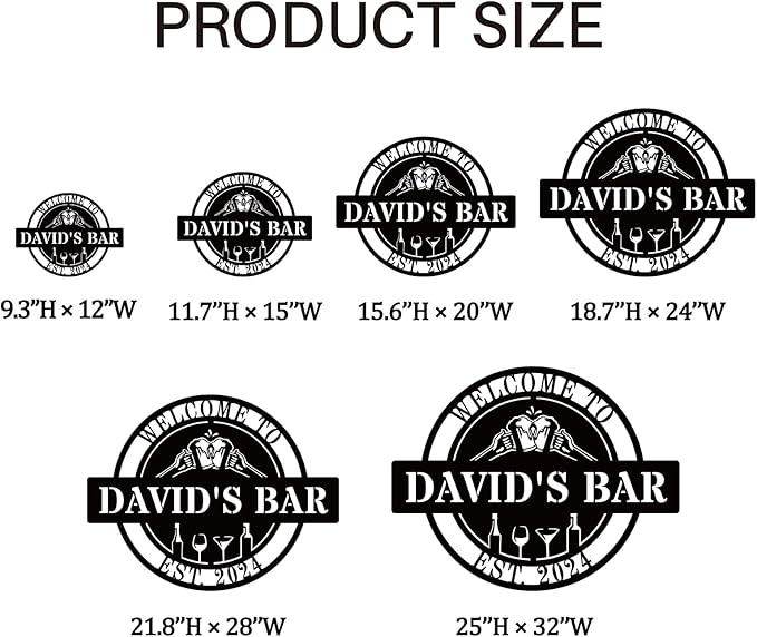 Personalized Bar Sign | Custom Metal Wall Art Decor for Home Beverage Station & Wet Bar | Unique Pub Room Housewarming Gift & Man Cave Accessories