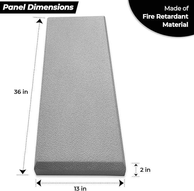 Tönnen Acoustic Panel White | Fiberglass 2-pack | Professional sound absorbing Panel | Decorative sound proof panel | wall panel (36x13x2 in) - White