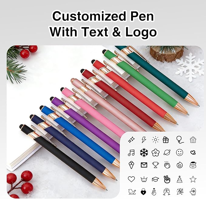 CRME Bulk Custom Pens Personalized Customized Engraved Pen with Name/Text Personalization Gift for Men Women Ultra Smooth Writing Black Pens Nurse Accessories for Work Ideal for School,Office,Wedding