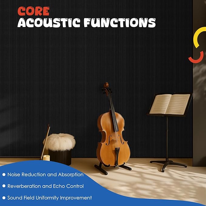 10 Pack Acoustic Panels,47.2”x23.6“x0.4” Acoustic Wall Panels,Large Soundproof Panels,Self-Adhesive Sound proof Panels for Walls,Acoustic Treatment for Recording Studio&Office,Black