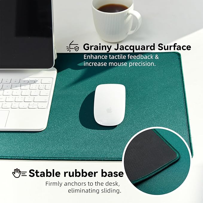 Reniteco Waterproof Large Gaming Mouse Pad with Durable Stitched Edges, Non-Slip Rubber Base, Grainy Jacquard Mouse Mat Desk Pad for Home Office Gaming, 31.5''x11.8''x0.12'', Matte Green