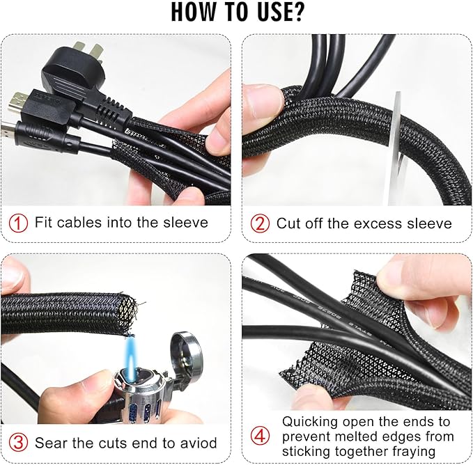 Moxita 25ft - 1/2 inch Cord Protector Cable Sleeve Split Wire Loom Tubing for Power Cord Audio USB Cable, Cord Sleeve Cable Management for TV Computer, Cord Protectors from Pets Chewing, Black