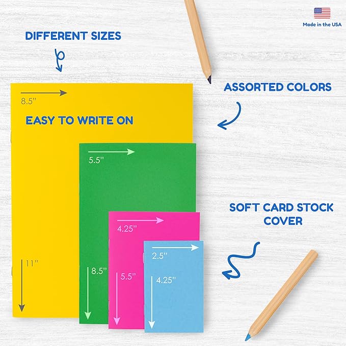 Hygloss Blank Books - Bulk 50 Pack – 4.25" x 5.5" A6 Assorted Colors – Paperback Blank Books for Kids to Write Stories, Doodle Art – Plain Drawing Sketchbook, Unlined Journal, Notebook Without Lines
