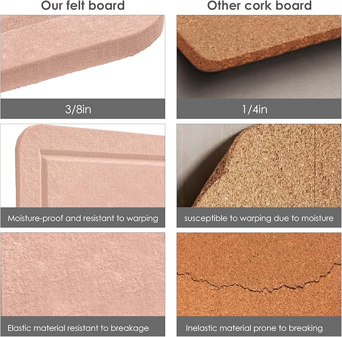 Bulletin Board, 24 x 18 inches Felt Board Decorative Pin Board, Cork Board Alternative for Wall, Foldable Photo Board Self-Adhesive Vision Board Mood Board with 20 Pushpins - Mauvey Pink