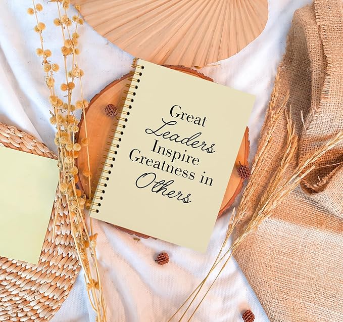 OXW Thank You Gifts for Leader, Meeting Notebook for Work, Appreciation Gift for Boss Manager Mentor, Office Supplies Leadership Gifts, Cream College Ruled Hardcover Spiral Notebook 5.5 x 8.3