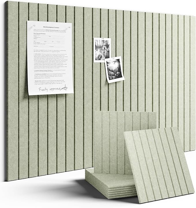 Fluxynara Large Felt Bulletin Board 36" x 24" Cork Board Alternative-6 Pack with 40 Safe Removable Adhesive Tabs, Cork Boards for Walls Cork Board for Home Office Classroom Pin Board (Sage)