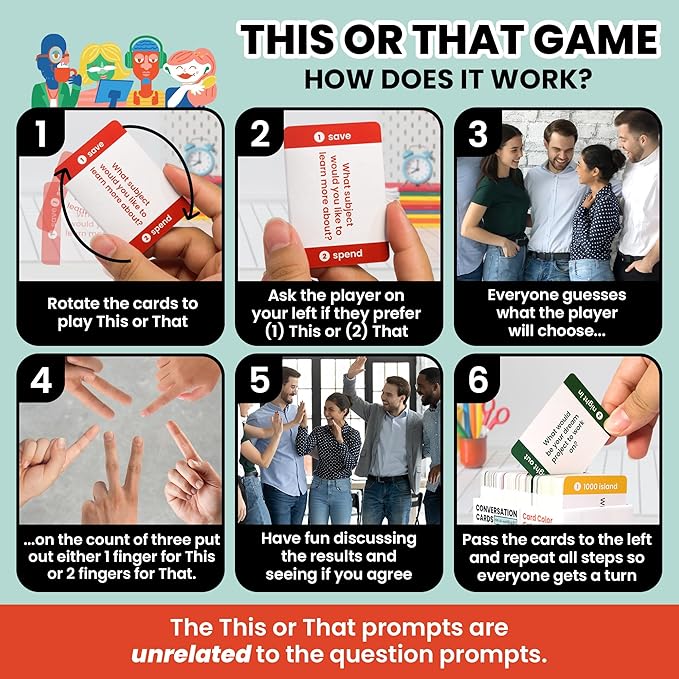 400 Conversation Cards for Coworkers – Two Fun Teambuilding Games for Work – 2.5" x 1.75" Icebreaker Question Cards to Get to Know Your Colleagues and Improve Team Dynamics