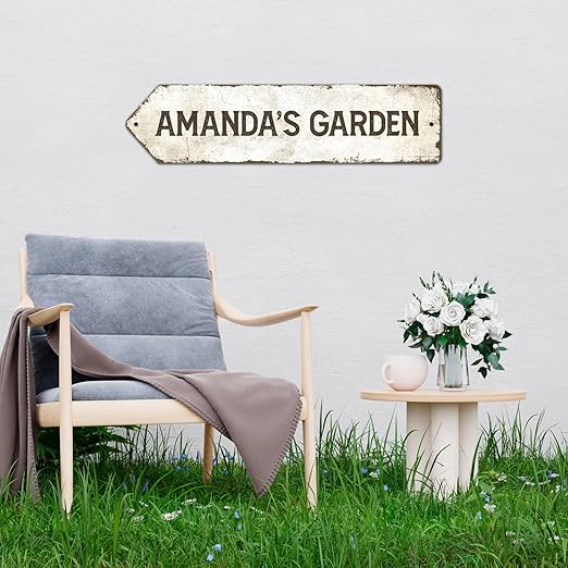 Rustic Custom Sign, Personalized Left Directional Metal Composite Street Sign for Indoor and Outdoor Use 6x24 Inches, ACM Made in the USA