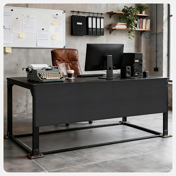 EcoBrisa Under Desk Privacy Panel Self-Adhesive Modesty Panel Stand Up Desk Modesty Panel for Home Office or Standing Workstation, Black (60" Black)