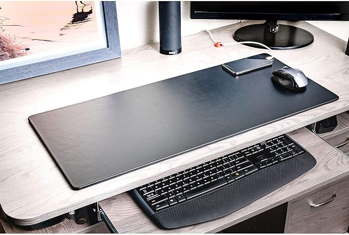 Black Leather 30" x 12.5" Keyboard/Mouse Desk Mat