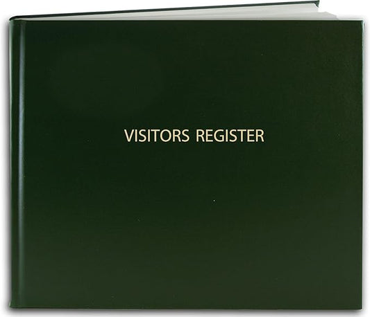 BookFactory Visitor Log Book/Visitor Register/Visitor Sign-in Book - 120 Pages, 8 7/8'' x 7'' - Green Cover, Section Sewn Hardbound (Made in USA)