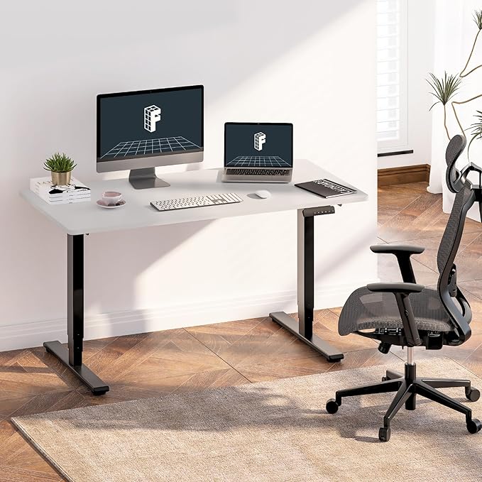 FLEXISPOT E6 3-Stage Dual Motor Electric Standing Desk 48 x 24 Sit Stand Up Desk, Holds 220 lbs, Adjustable Height w/Memory Presets, One-Piece White Desktop & Black Frame, Ships in 2 Boxes