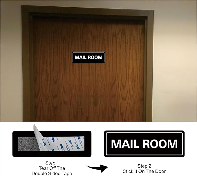 Mail Room Sign – Premium Frosted Acrylic Material, Strong Self-Adhesive, Quick Installation, Suitable For Your Office, Hotel, Bar, Restaurant And Home(9 × 3 Inches, Black)