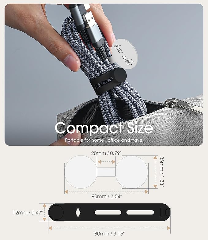 32Pcs Nearockle Cable Labels and Silicone Cable Ties Value Cable Management Set, 20 Cable Ties+12 Cord Labels for Electronics, Travel Home Office Desk Wire Organization(Black&White)