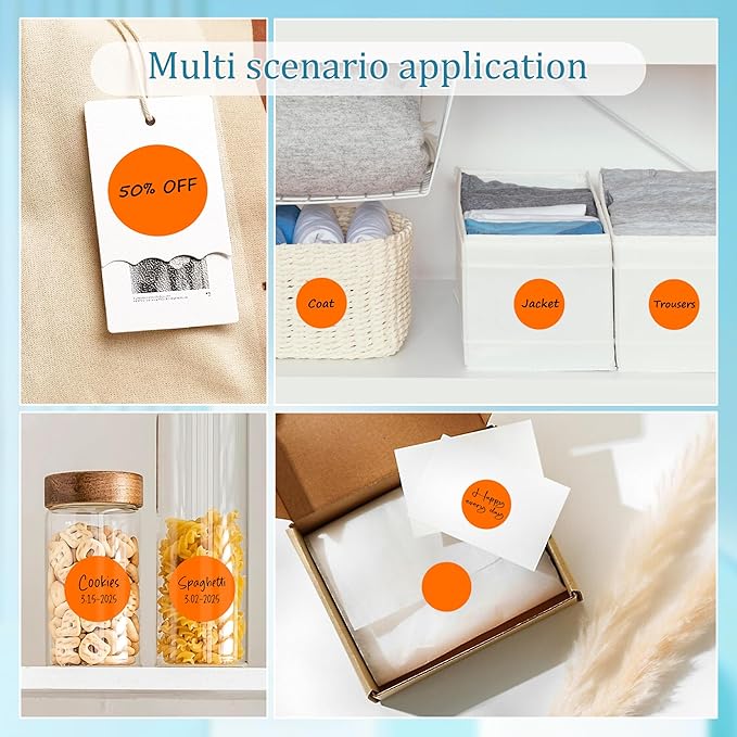 2 Inch Round Color Coding Labels (500 Count) - Orange Dot Stickers Circle Labels with Dispenser Box for Warehouse, Filing, Industrial, Office Organization