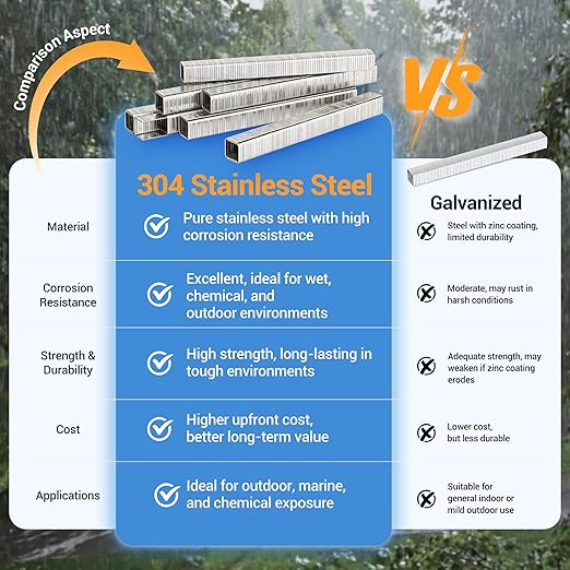 meite T-50 Stainless Steel Staples Marine, 5/16 Inch Heavy Duty Staples for Staple Gun - 20 Gauge 3/8 Inch Crown T-50 Upholstery Staple for Salt Water, Marine Applications (5 Packs)