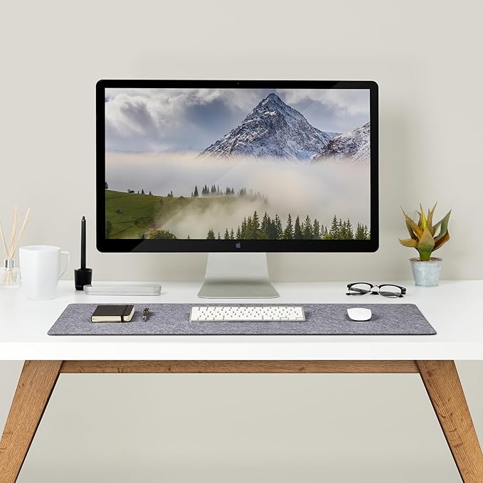 Wolvende Premium Felt Desk Mat | Large 15.75" x 36" | Multifunctional Desk Pad for Home Office | Mid Gray