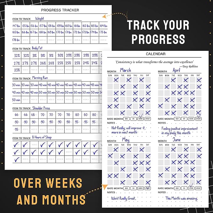 Nextnoid Hardcover Fitness & Food Journal - Nutrition & Workout Planner for Men & Women - A5 Sturdy Workout Log Book to Track Diet, Gym & Home Workouts - Yellow