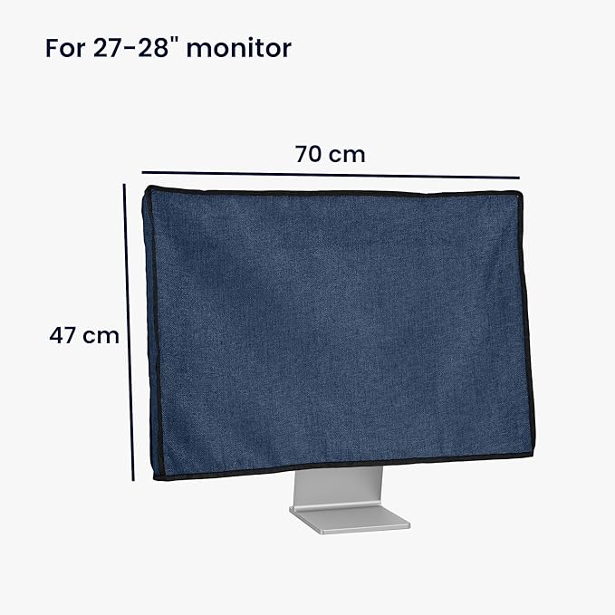 kwmobile Dust Cover for 27-28" Monitor - Linen Monitor Display Protector - Protect Your Computer Screen - Blue Grey