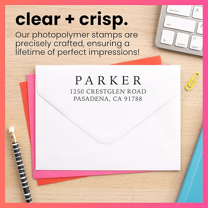 ExcelMark Personalized Return Address Stamp – Custom Self Inking Rubber Stamp (Medium, Simple Classic)