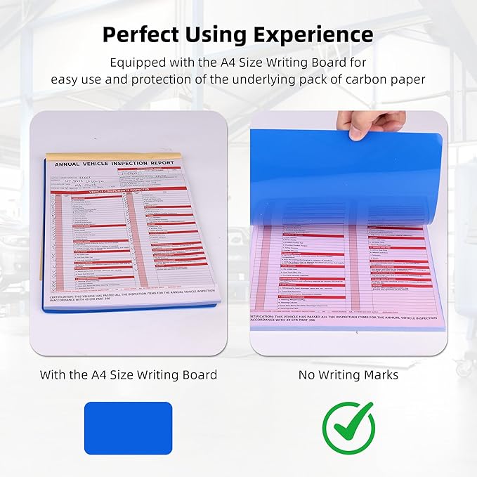 30-Pack Annual Vehicle Inspection Report Form, 3-Ply Carbonless Form and Hardboard, Includes 30-Pk Red FMCSA DOT Permanent Aluminum Adhesive Stickers, DOT Compliant
