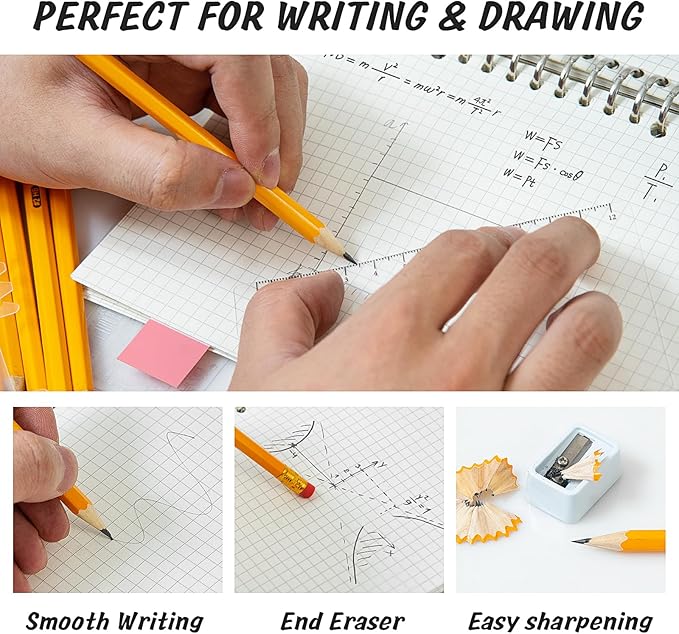 IKAYAS 400 Pack Yellow #2 HB Pencils with Erasers for Kids, Pre-Sharpened, Ambidextrous, Writing, Drawing, Sketching