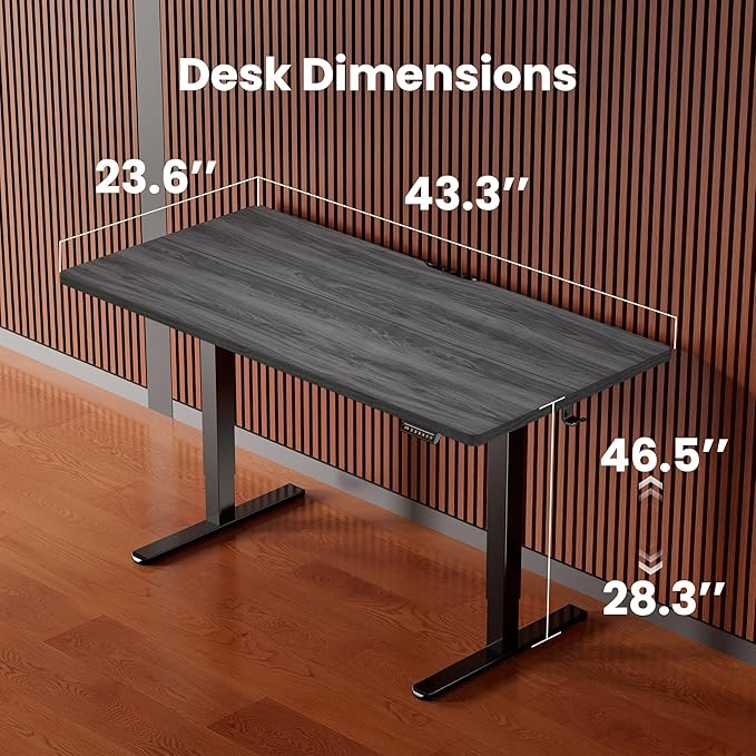 ErGear Electric Standing Desk, 44 x 24 Inches Height Adjustable Stand up Desk, Sit Stand Home Office Desk, with Two-Piece Desktop (Grey)