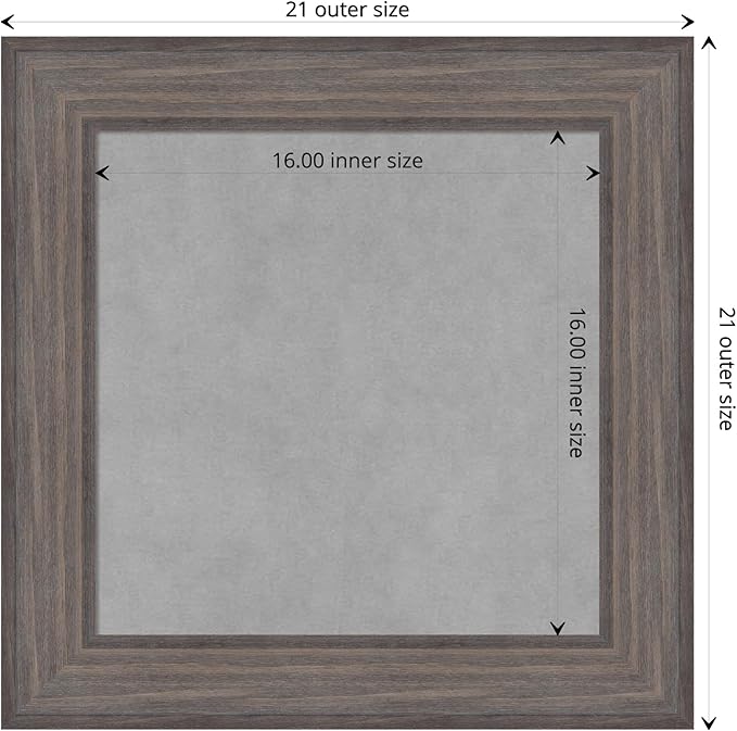 Amanti Art Grey Framed Magnetic Board 21x21 Small Vision Board for use with Magnets, 100% Metal Sheet to Display Items as Office Decor or for Home Organization in mudroom, Kitchen or Kids Room