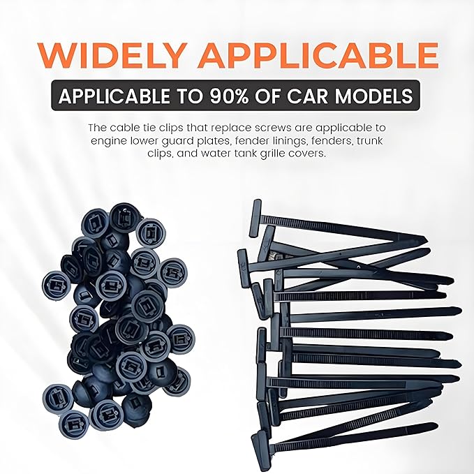 200 Pcs Nylon Universal Cable Tie Buckle with PP Storage Box - Multifunctional Zip Ties with Pin & Button, UV Resistant Fasteners for Car Repair, Bumper & Fender Clips (150PCS)