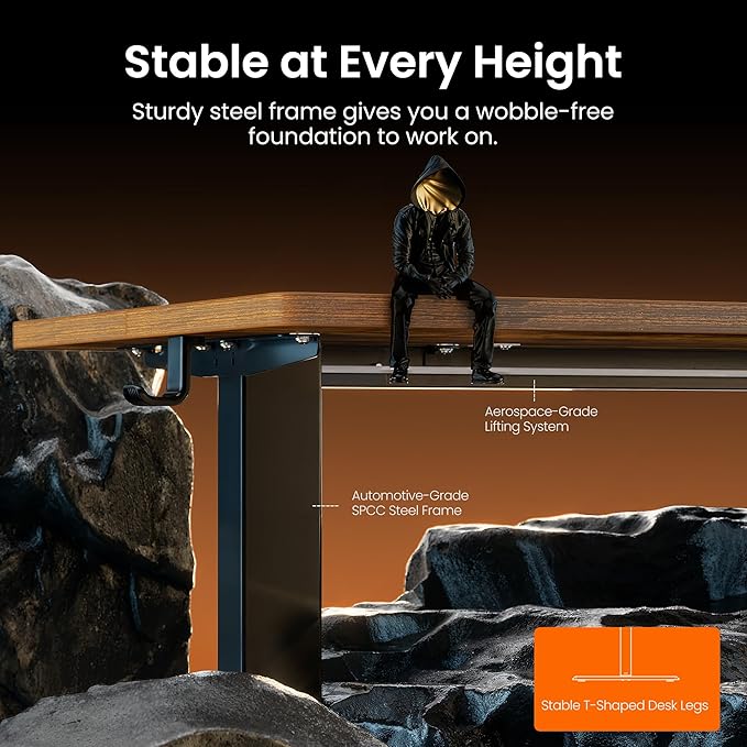 ErGear Height Adjustable Electric Standing Desk, 31.5 x 18.9 Inches Sit Stand up Desk, Memory Computer Home Office Desk with Two-Piece Desktop (Vintage Brown)