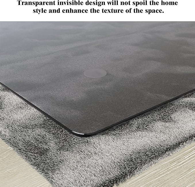 Koonmi Tempered Glass Chair Mat for Hardwood Floors & Carpets, 30" x 48“ Grey Heavy Duty Office Floor Protector, Scratch & Dust Concealing, Noise-Free for Home Office Desk