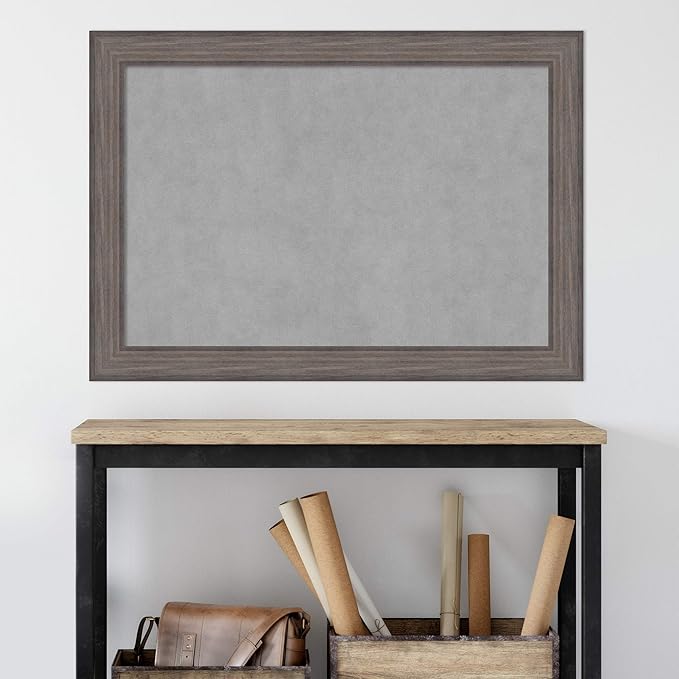 Amanti Art Grey Framed Magnetic Board 29x41 Large Vision Board for use with Magnets, 100% Metal Sheet to Display Items as Office Decor or for Home Organization in mudroom, Kitchen or Kids Room
