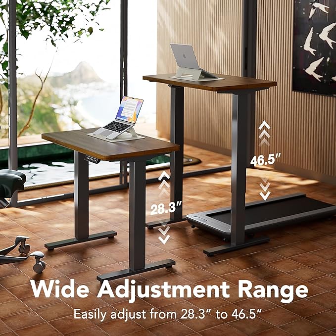 HUANUO 71 x 30 inch Electric Standing Desk Adjustable Height, 4 Memory Height Settings, Sit Stand Up Desk for Home Office & Computer Workstation, Black Walnut