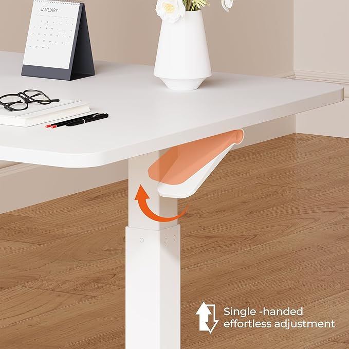 FitStand Small Small Pneumatic Adjustable Stand Up Desk, Rolling One-Piece Standing Desk 31.5 x 19.7 Inch, Home Office Desk Computer Workstation, White