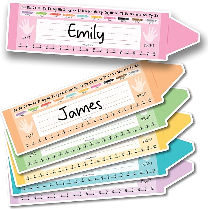 Desk Name Tags for Classroom – 36 Student Name Plates for Classroom Kindergarten, Preschool, 1st, 2nd & 3rd Grade, 14.5 x 4in Teacher Nameplates for Student Desks, Crayon Nametags