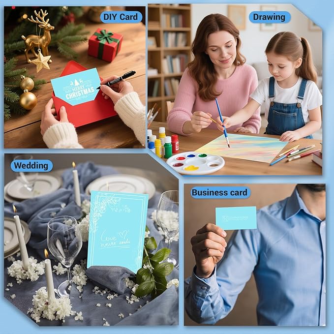 Cardstock 8.5 x 11, Thick Printer Paper 75 lb/200 gsm, 40 Sheets Card Stock Blue, Heavy Card stock, Art CardStock Paper for Invitations, Diy Cards, Business Cards, Menus, Crafts, Drawing etc