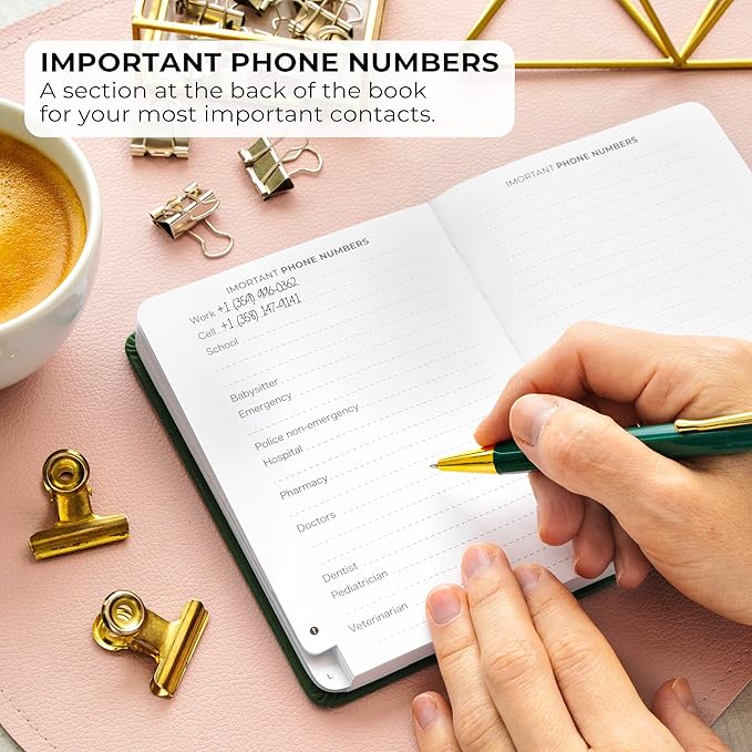 Clever Fox Address Book with alphabetic tabs - PU Leather Telephone and Address Book for Keeping Contacts Safe, Contact Organizer Journal, Small Size (4.0″ x 5.5″), Hardcover, Forest Green