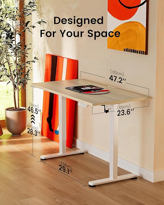 Ergear Height Adjustable Electric Standing Desk, 48x24 Inches Sit Stand up Memory Computer Home Office Desk (Natural),(EGESD5N)
