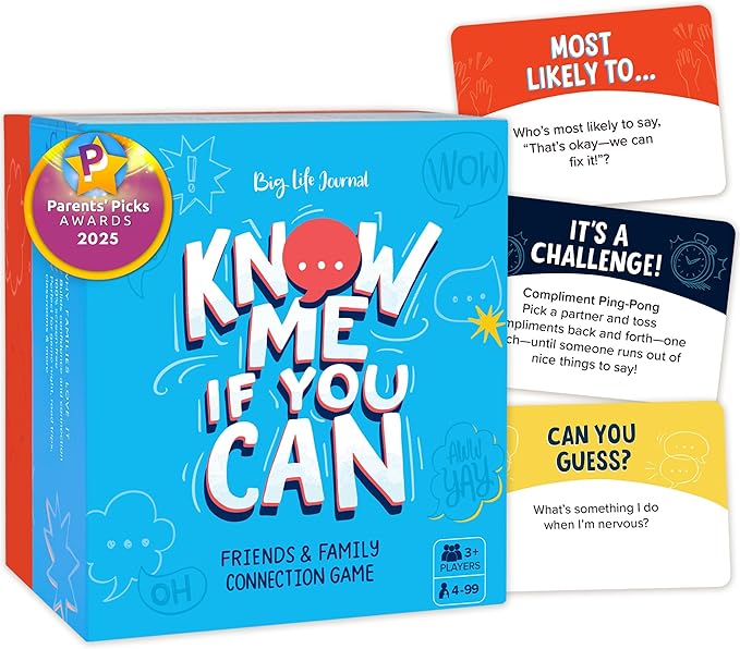 Big Life Journal - Know Me If You Can Connection Game, Fun Family Game for Kids, Teens & Adults, 160 Cards to Spark Conversation, Gratitude, Build Emotional Intelligence & Create Lasting Memories