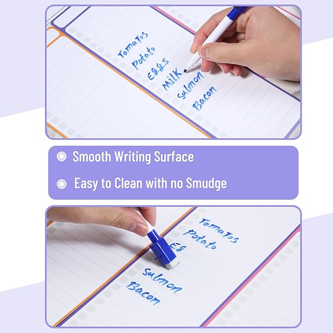 Mr. Pen- 4" x 12" Magnetic Dry Erase to Do List, 11 pcs, Neon Style, 4X Dry Erase to Do List White Board, 6X Colorful Whiteboard Markers and 6" x 4" Magnetic Whiteboard Note