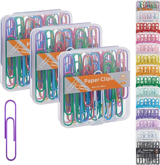 NEEWAY Colorful Large Paper Clips, 2 Inch Jumbo Paper Clips, 150 Count, 3 Pack of 50 (Multicolor)