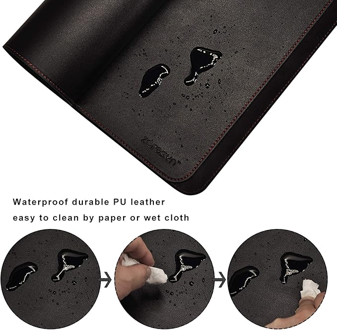 ZORESYN Desk Pad (59.1"x19.7"), PU Leather Desk Blotter Protector, Large Gaming Mousepad Desk Mat - Waterproof Non Slip Base Keyboard Extended Mouse Mat (Black)