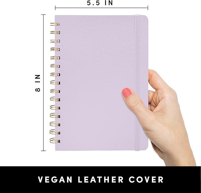 PAPERAGE Graph Paper Spiral Notebook & Journal, (Lavender), 160 Pages, Medium 5.5 inches x 8 inches - 100 GSM Thick Graphing Paper, Hardcover, Double-Wire Grid Spiral Notebook