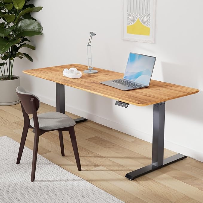 Vari Classic Electric Standing Desk - VariDesk Height Adjustable Sit/Stand Desk - Dual Motor with Memory Presets, Stable Legs - Gaming, Home Office Workstation - 72x30 (Butcher Block/Slate Legs)