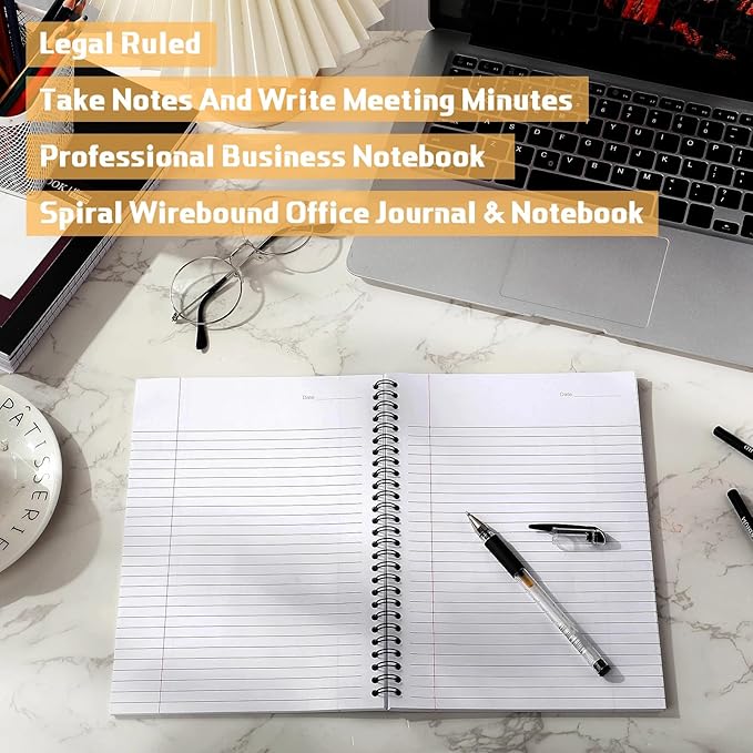 Resurhang 8 Pack Wirebound Business Notebook Legal Ruled Spiral Notebook 8-1/2" x 11" 80 Sheets Per Pad Professional Journal for Office Journal Planner Work Meeting Men Women(Purple)