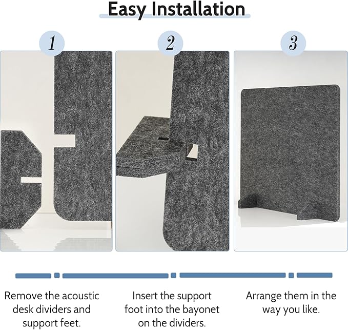 AMUSIGHT 2 Pack Acoustic Desk Dividers - 24" x 20" Freestanding Privacy Panels Set with Noise - Reducing Design Cubicle Sound Proof, Ideal for Office, Classroom, and Home (Dark Gray)