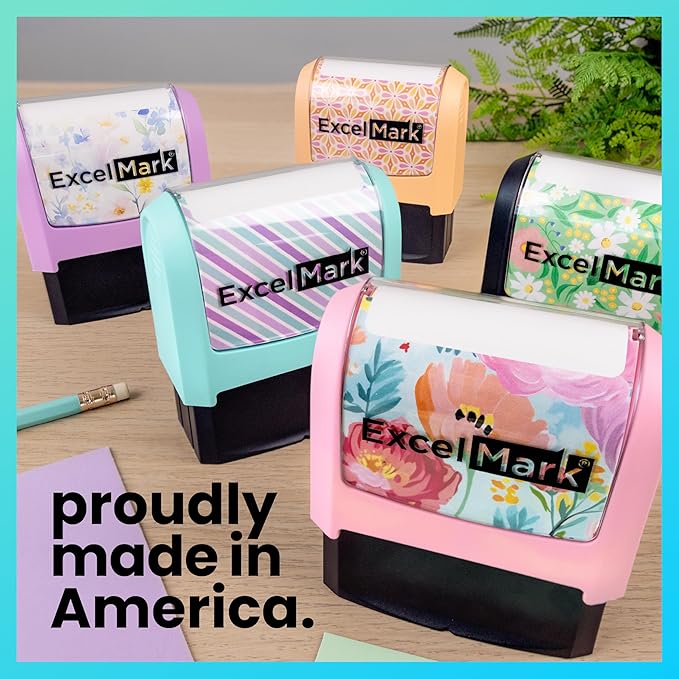 ExcelMark Address Stamp - Custom Return Address Stamp with Elegant Designs, Vibrant Colors & Patterns – Perfect for Mail, Invitations & Gifts (Peach Mount, Modern Line)