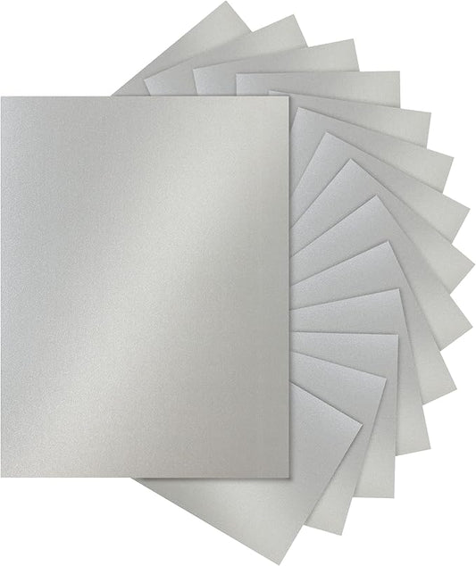 Silunkia 28 Sheets Shimmer Silver Cardstock 8.5 x 11 Metallic Paper, 250gsm/92lb Premium Heavyweight Card Stock for DIY Card Making, Greeting Cards, Wedding Invitations, Paper Crafting
